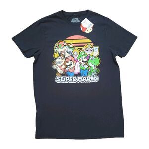 2021 NWT Super Mario Size Medium Mens Black Group Classic Nintendo T-Shirt NES